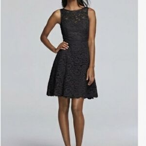 David's Bridal Short Sleeveless Illusion Lace Bridesmaid Dress Women's 14